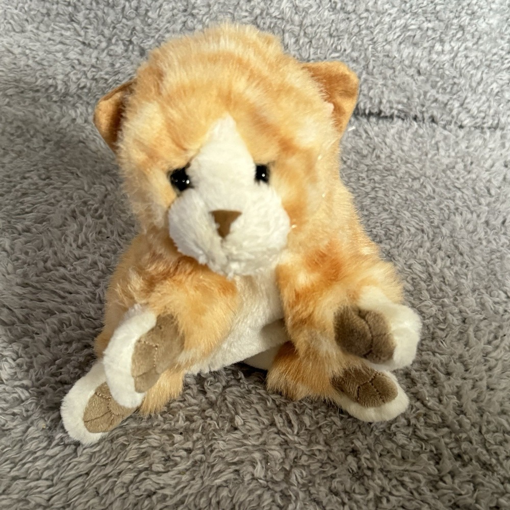 Folkmanis Tabby Cat Hand Puppet Orange White Striped Plush Stuffed Animal Toy